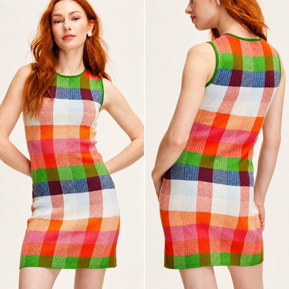 Kate Spade New York x Target NWT Colorblock Plaid Sweater Tank Dress SZ Small